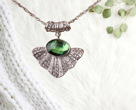 Rhinestone decor geo charm necklace