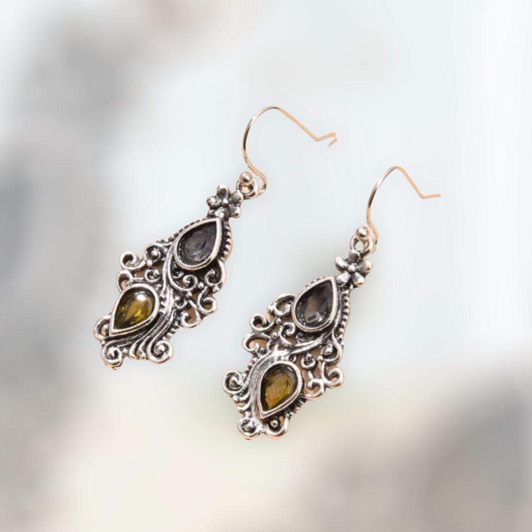 Water drop charm earrings