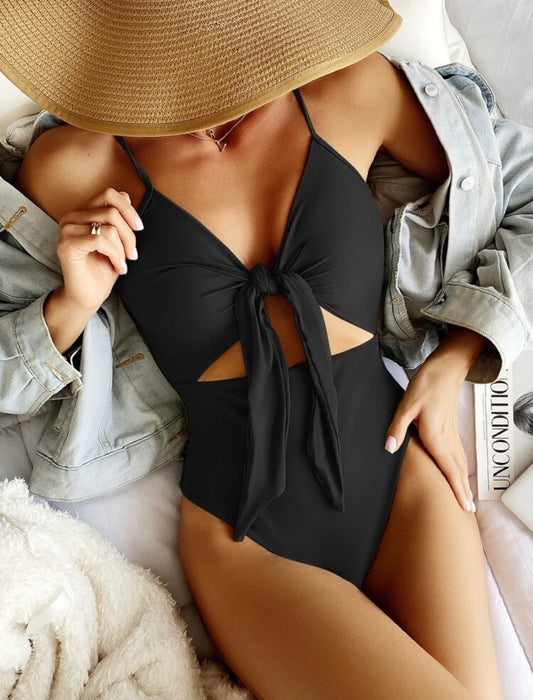 Women’s knot front cut-out one piece swimsuit