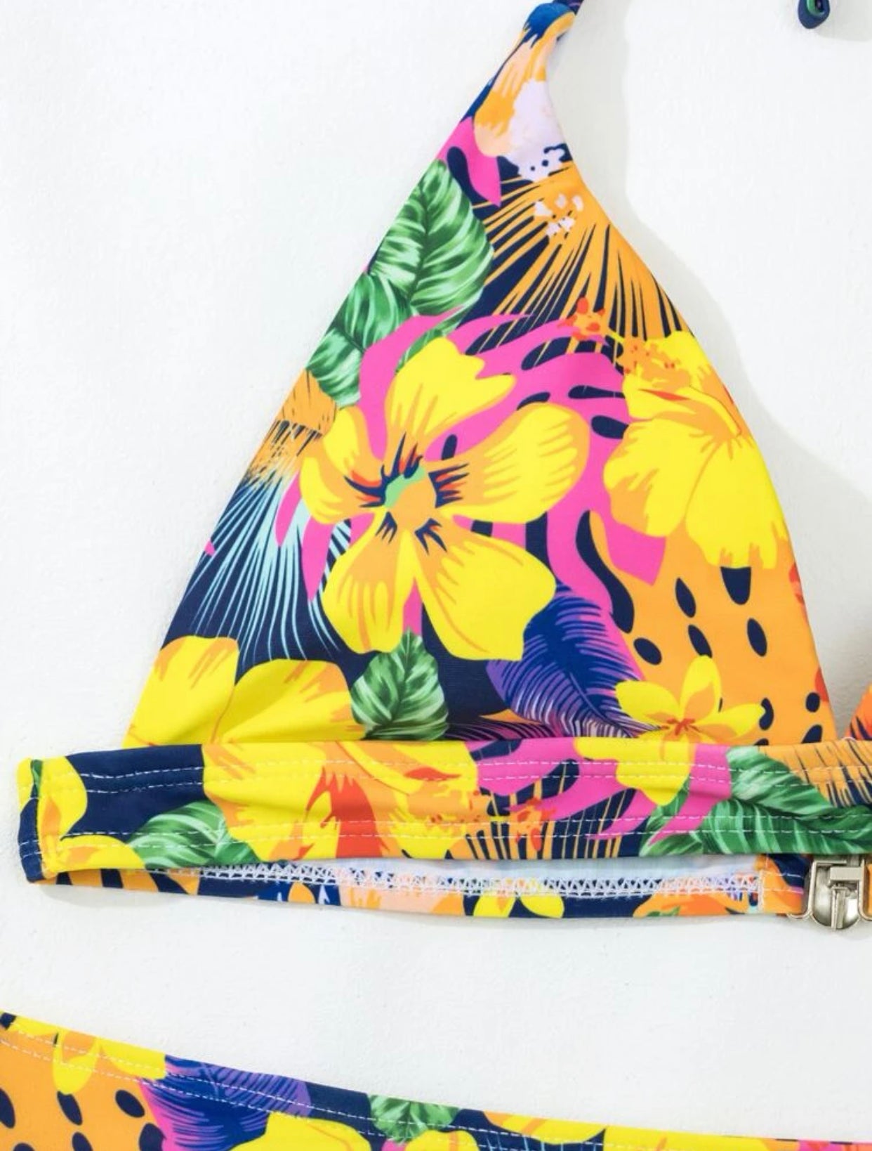 Floral print halter bikini swimsuit