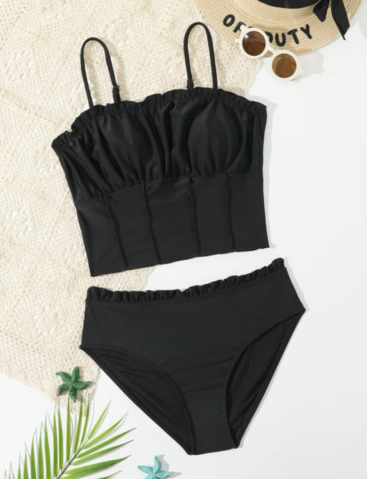 Teen girls frill trim bikini swimsuit