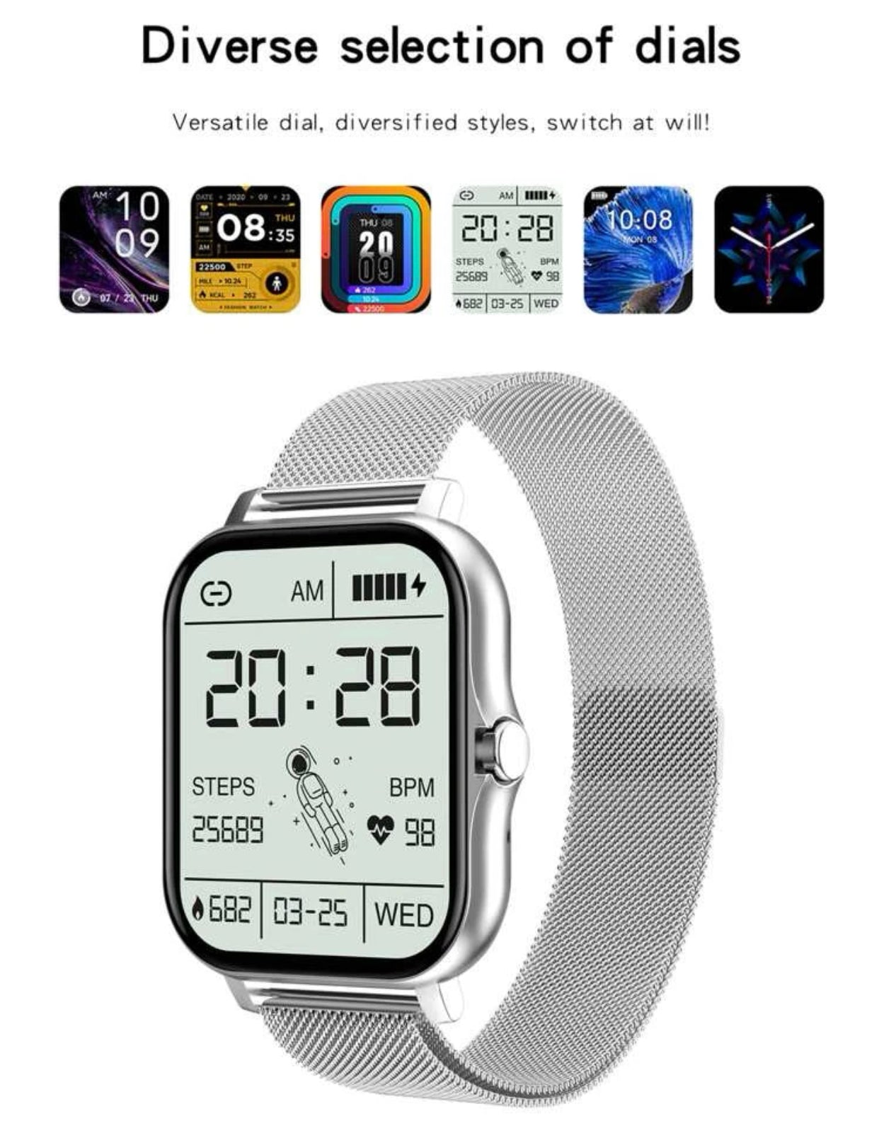 Men’s water resistant heart rate monitoring smart watch