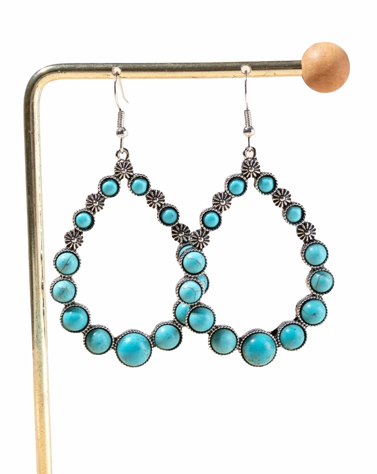 Turquoise decor hoop earrings - Christina’s unique boutique LLC