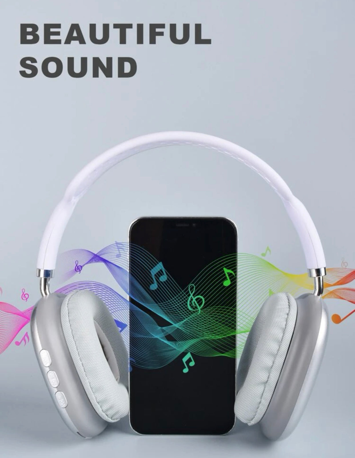 Metallic wireless headset compatible with Bluetooth