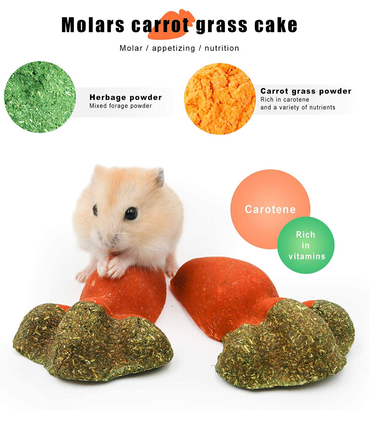 Rabbit Chew Toys, Natural Timothy Grass Teeth Grinding Cakes, Mixed Bunny Treats