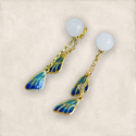 Hetian white jade long Tassel Earrings