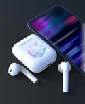 Butterfly print wireless earphone compatible with Bluetooth
