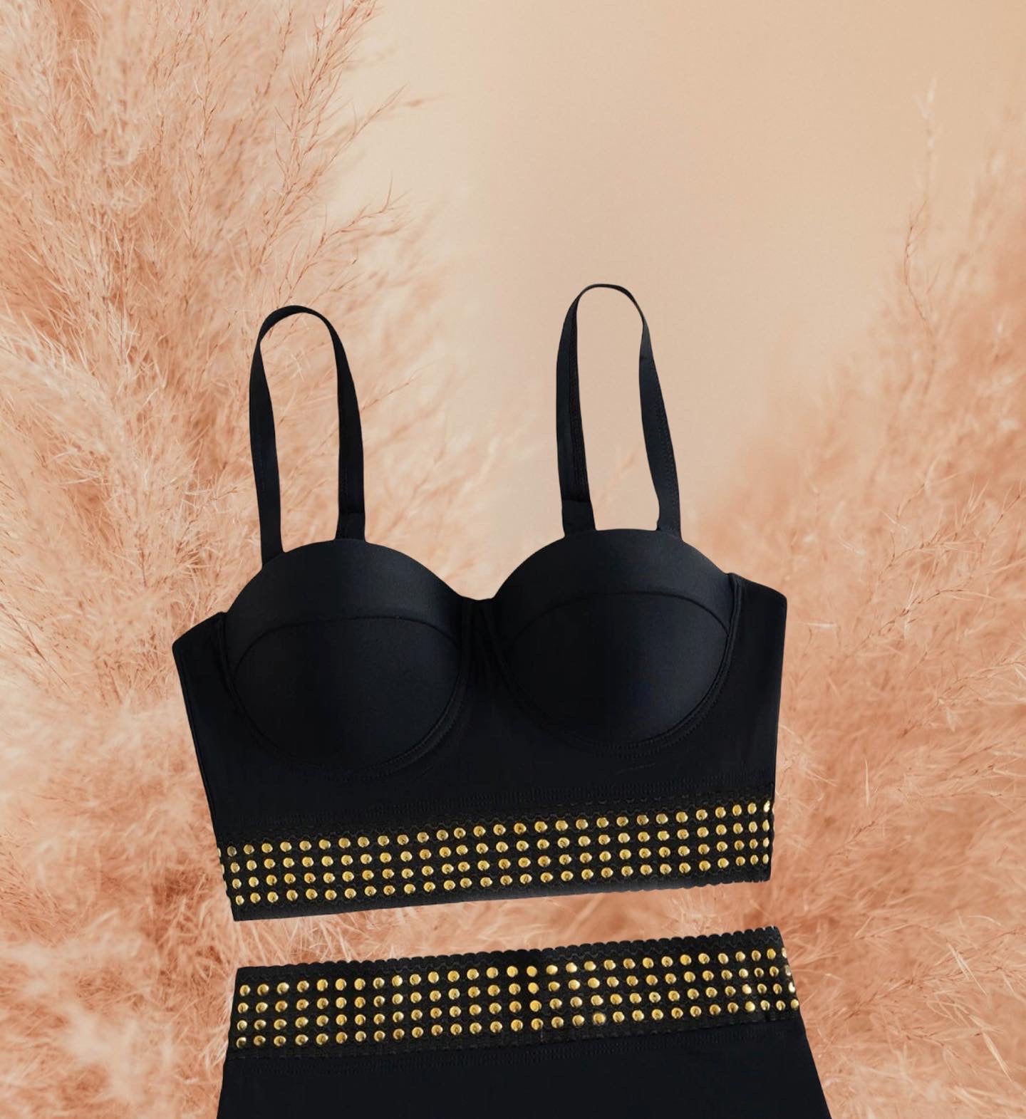 Rivet studded underwire bikini swimsuit