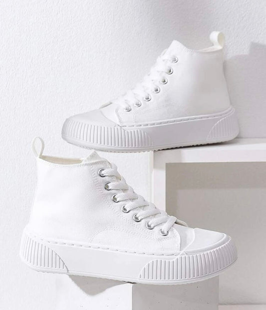 High top lace-up front canvas shoes