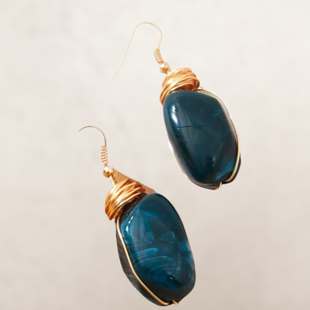 Blue stone dangle earrings