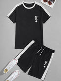 Men’s letter graphic color block tee with shorts