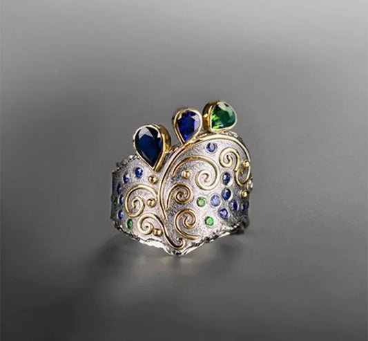 Unique Design Gorgeous Water Drop Mix Colour Crystal Ring For Women Romantic Wedding Party Geometric rings. Size 8.