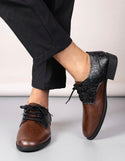 Men’s two tone crocodile embossed lace-up front Oxford shoes