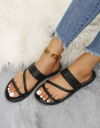 Braided detail slide sandals