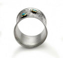 Vintage Sliver Color blue Opal style Petal Pattern Rings