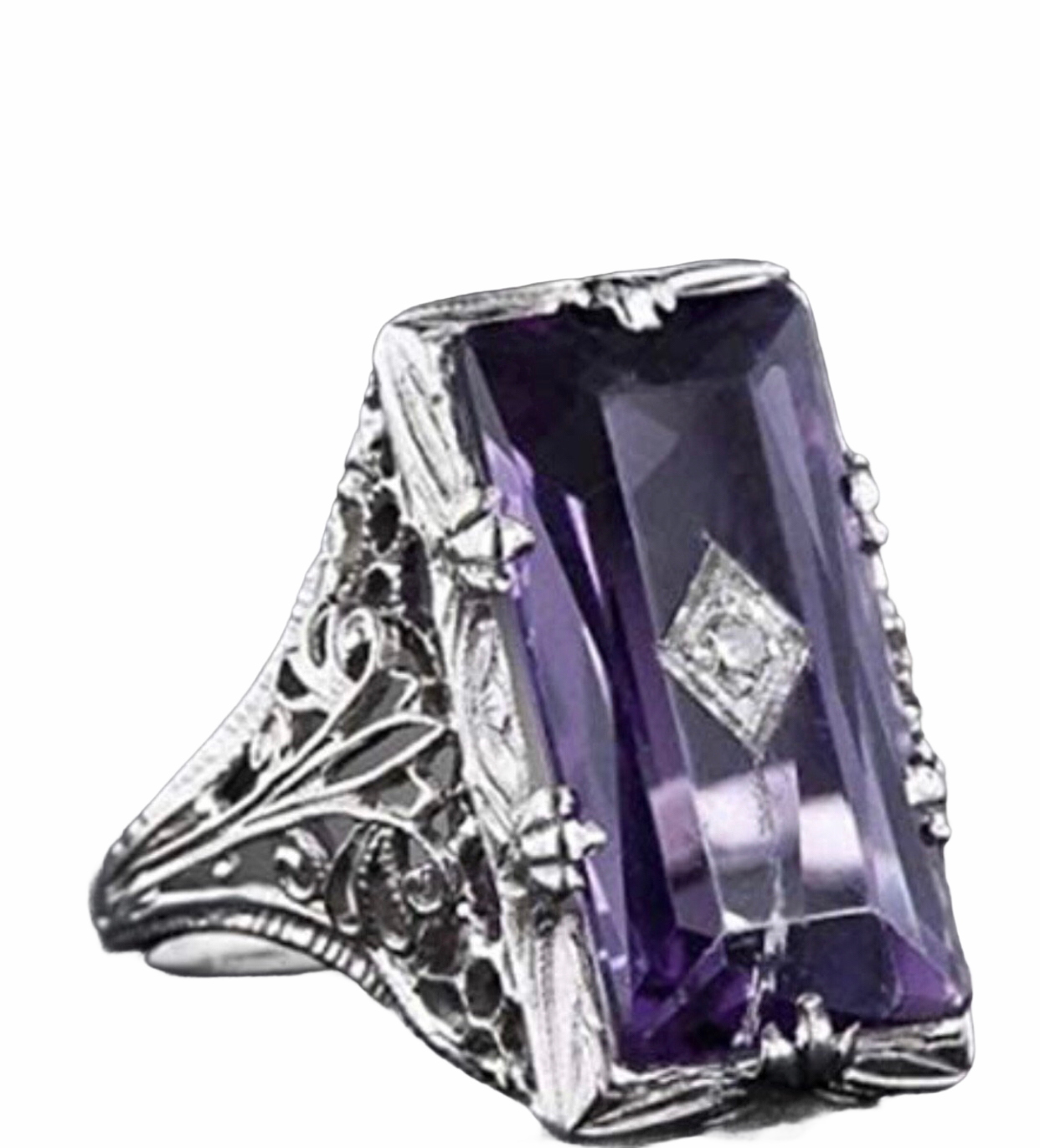 Vintage Women 925 Silver Ring Purple Gemstone rings. - Christina’s unique boutique LLC