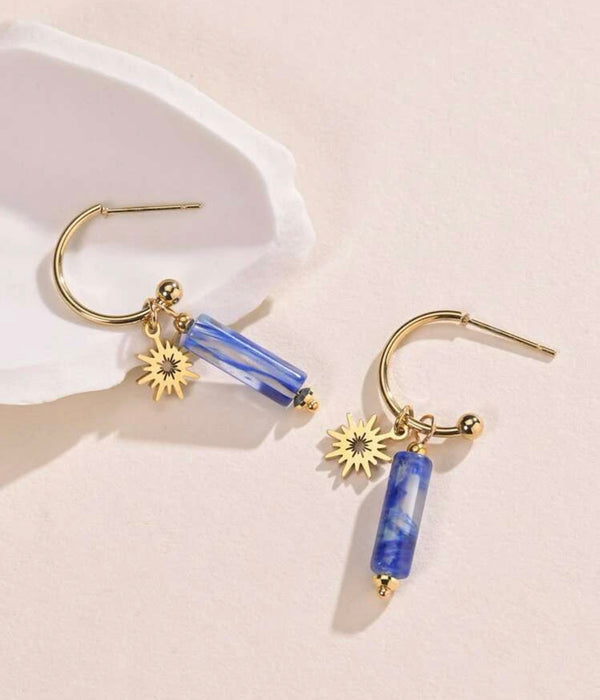 Sun & geometric drop earrings