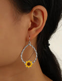 Flower decor hoop dangle earrings - Christina’s unique boutique LLC