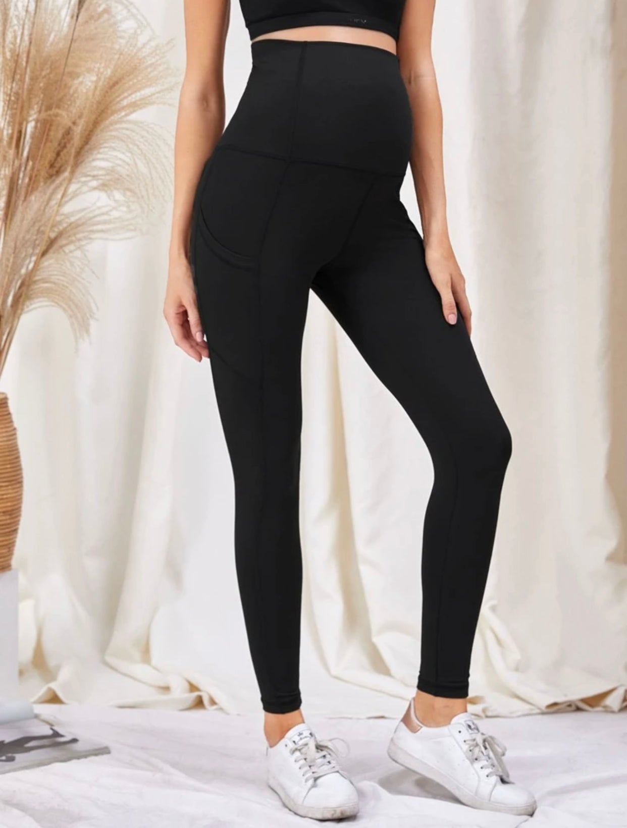 Maternity solid sports leggings with phone pocket - Christina’s unique boutique LLC