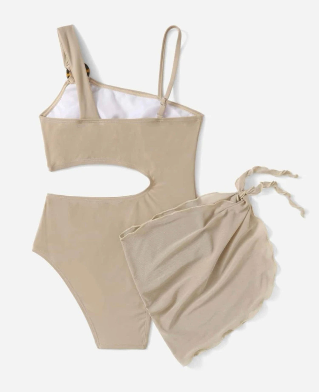 Girls cut-out one piece swimsuit with beach skirt