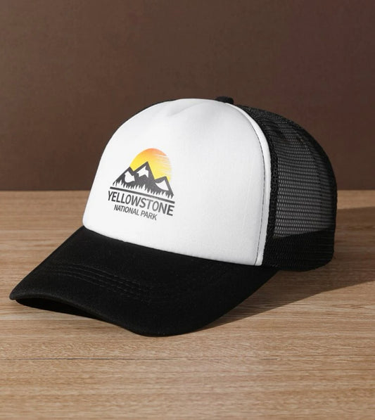 Men’s mountain & letter graphic trucker hat