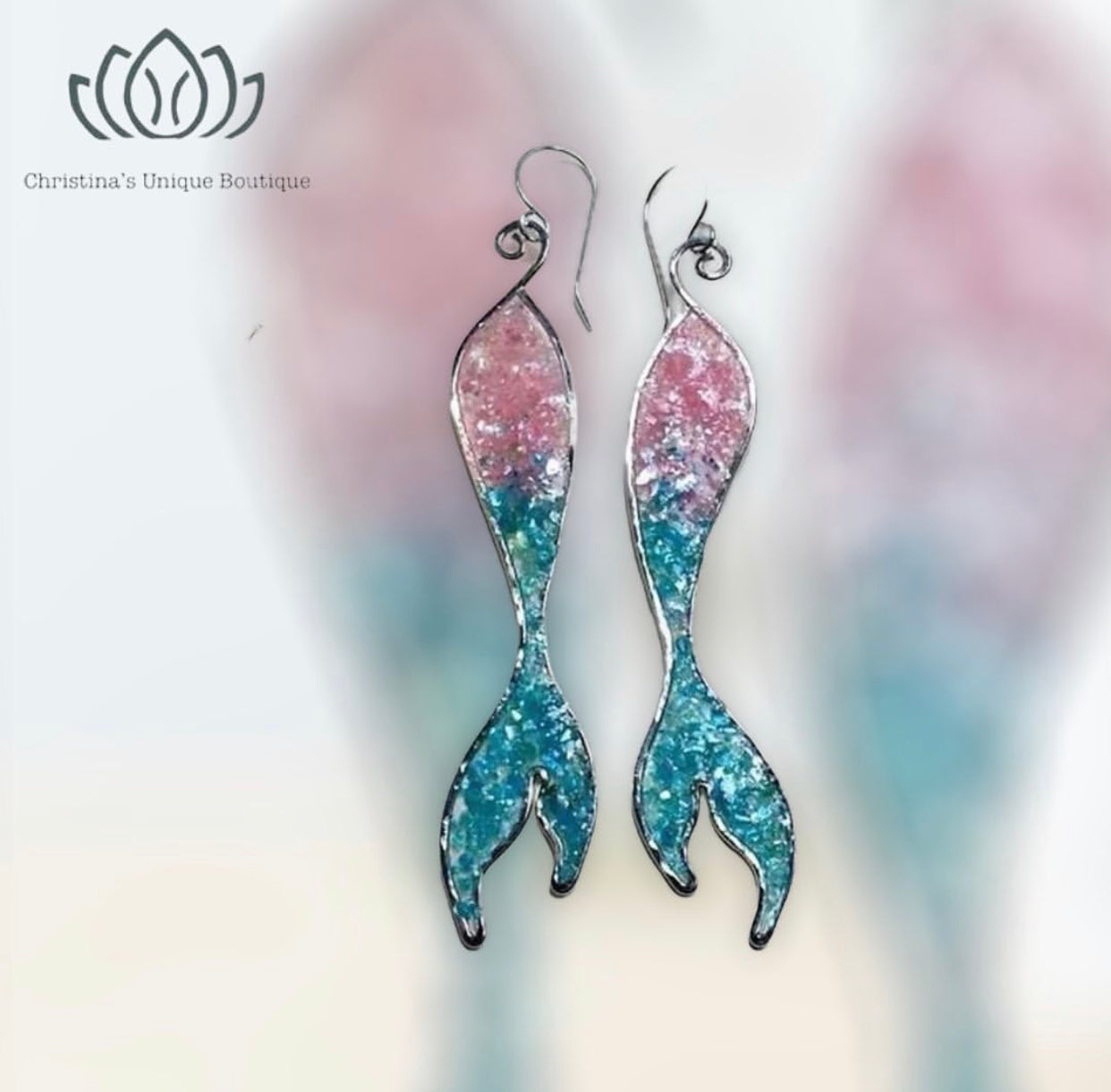 Mermaid tail decor dangle earrings