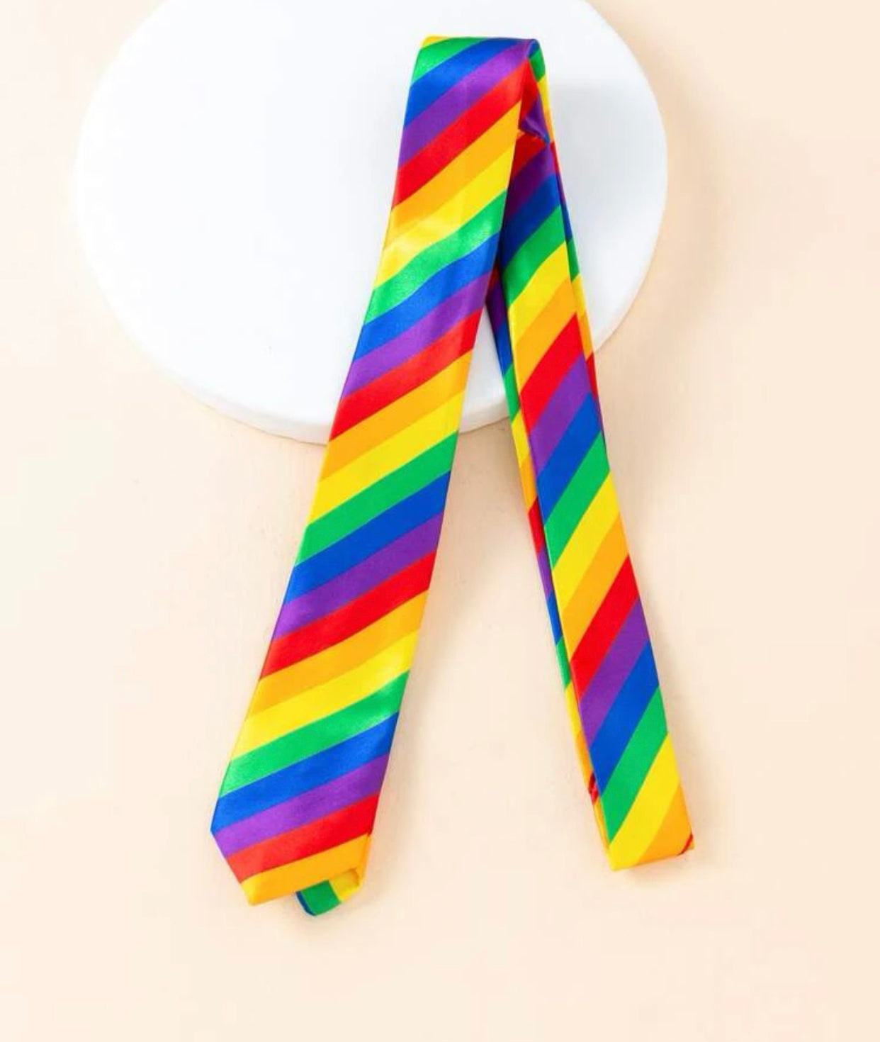 Rainbow striped print tie