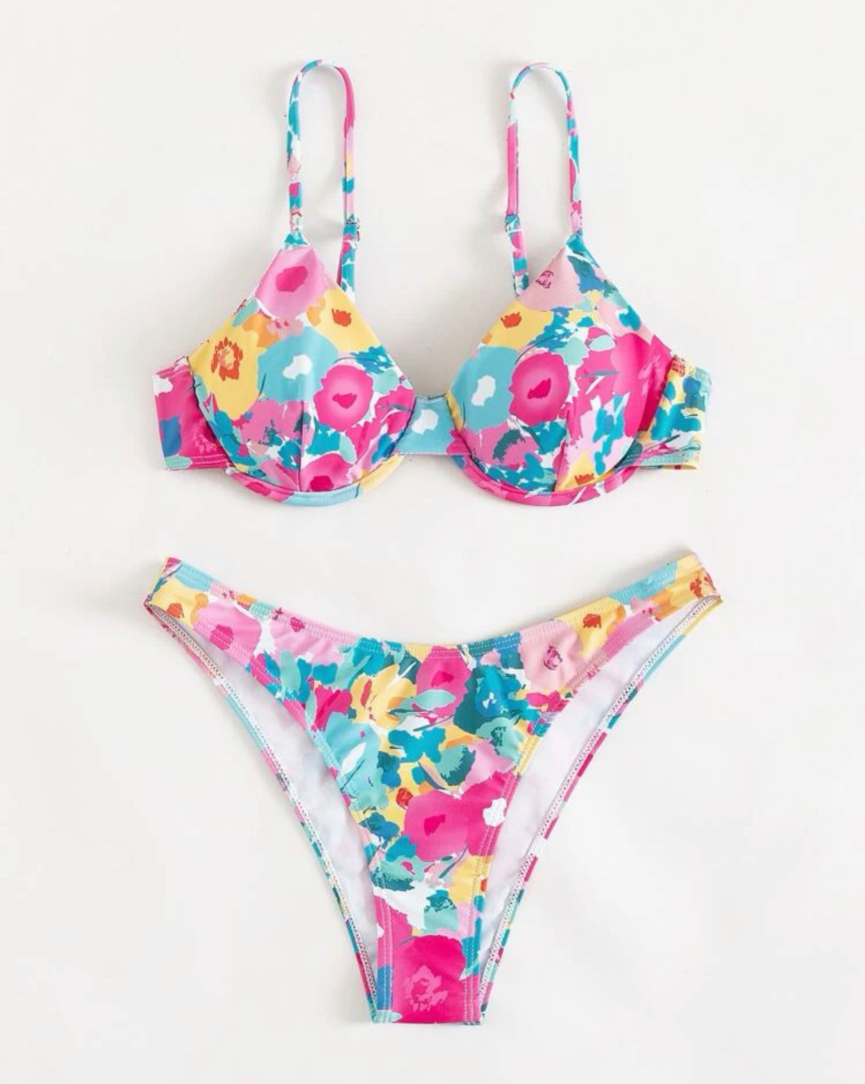 Random floral print underwire bikini swimsuit