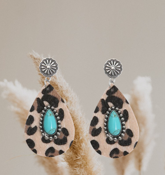 Turquoise decor drop earrings