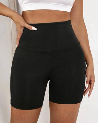 Black wide waistband sports shorts