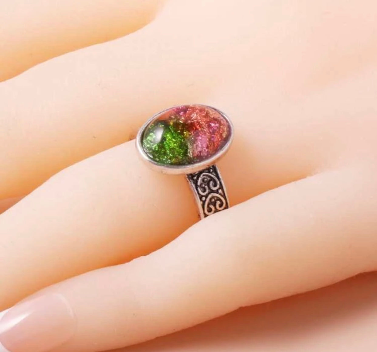 Geometric decor textured metal ring. Size 8. - Christina’s unique boutique LLC