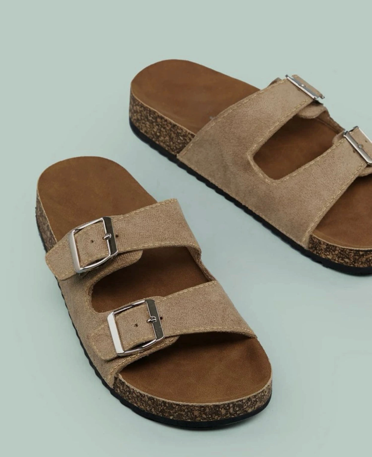 Lightweight cork platform footbed sandals