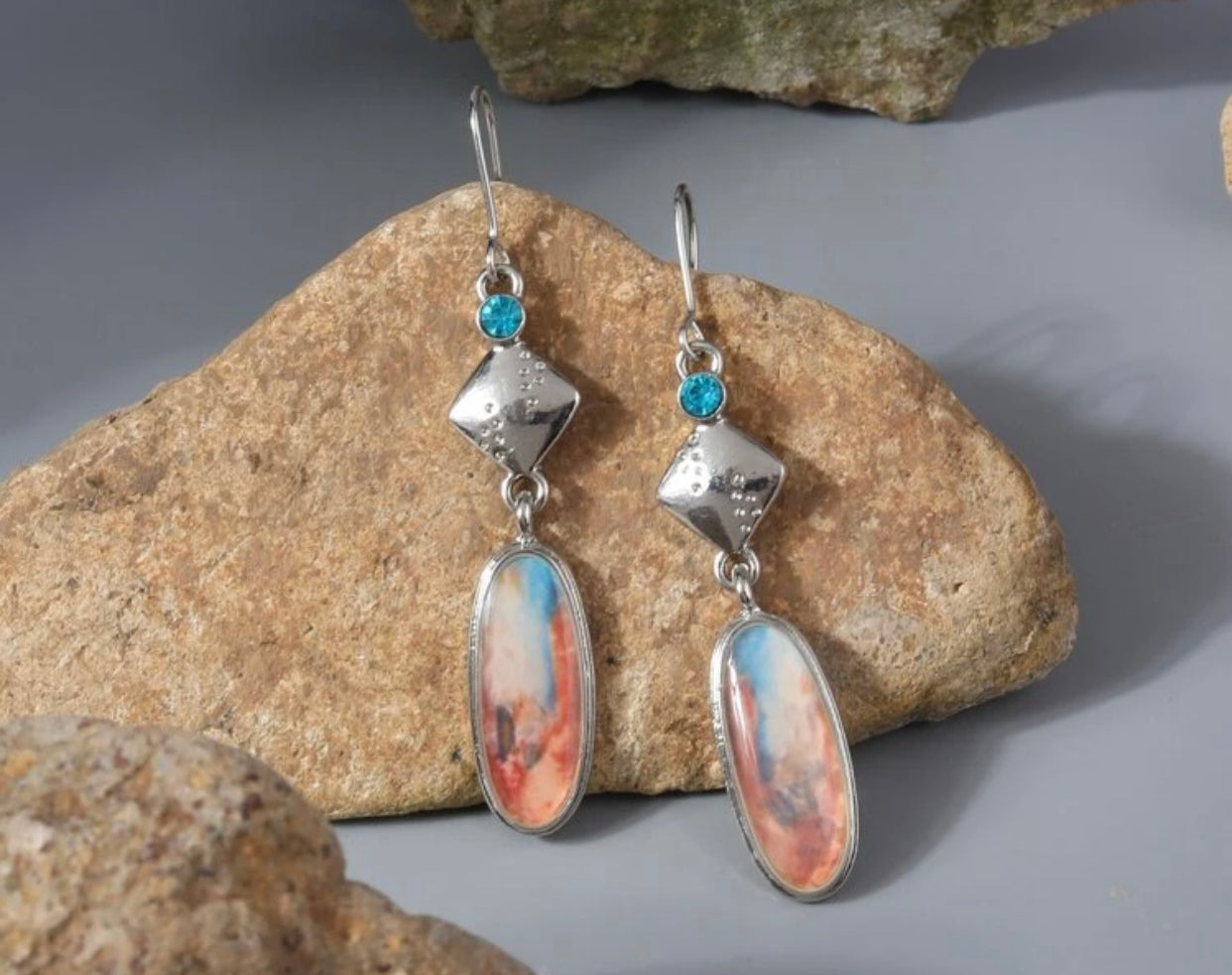 Volcanic rock inspired dangle earrings
