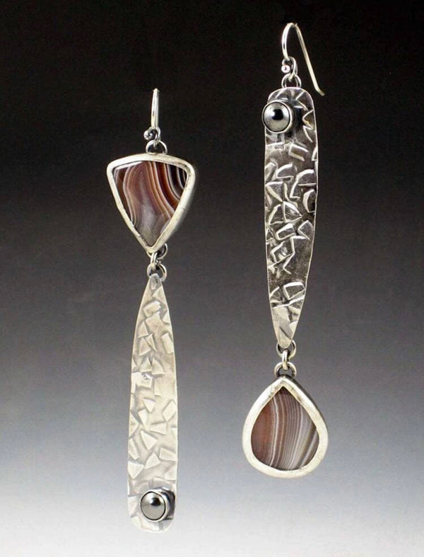 Textured metal geometric drop earrings - Christina’s unique boutique LLC