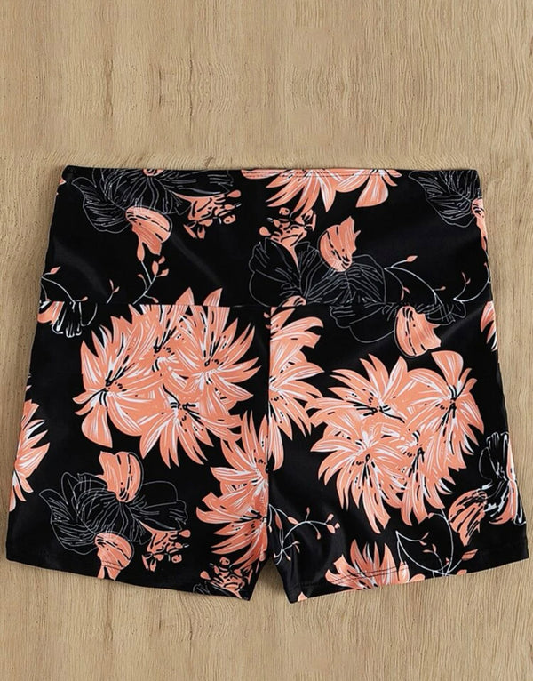 Floral print tie front bikini bottom