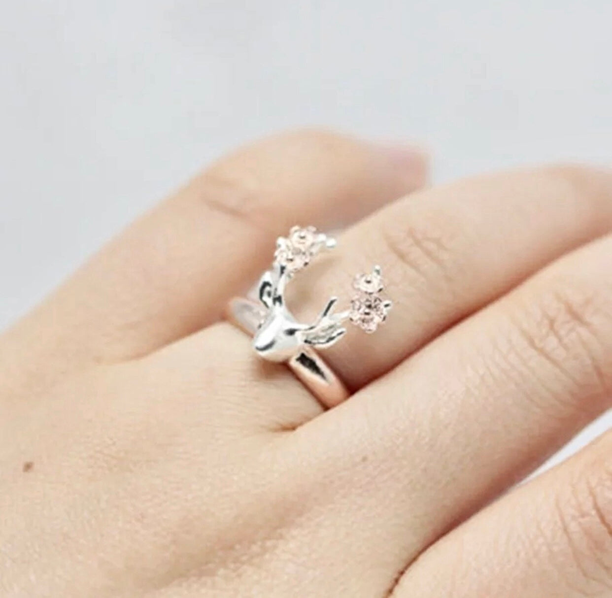 Women Double Colors Sika Deer Ring Elk Finger Ring