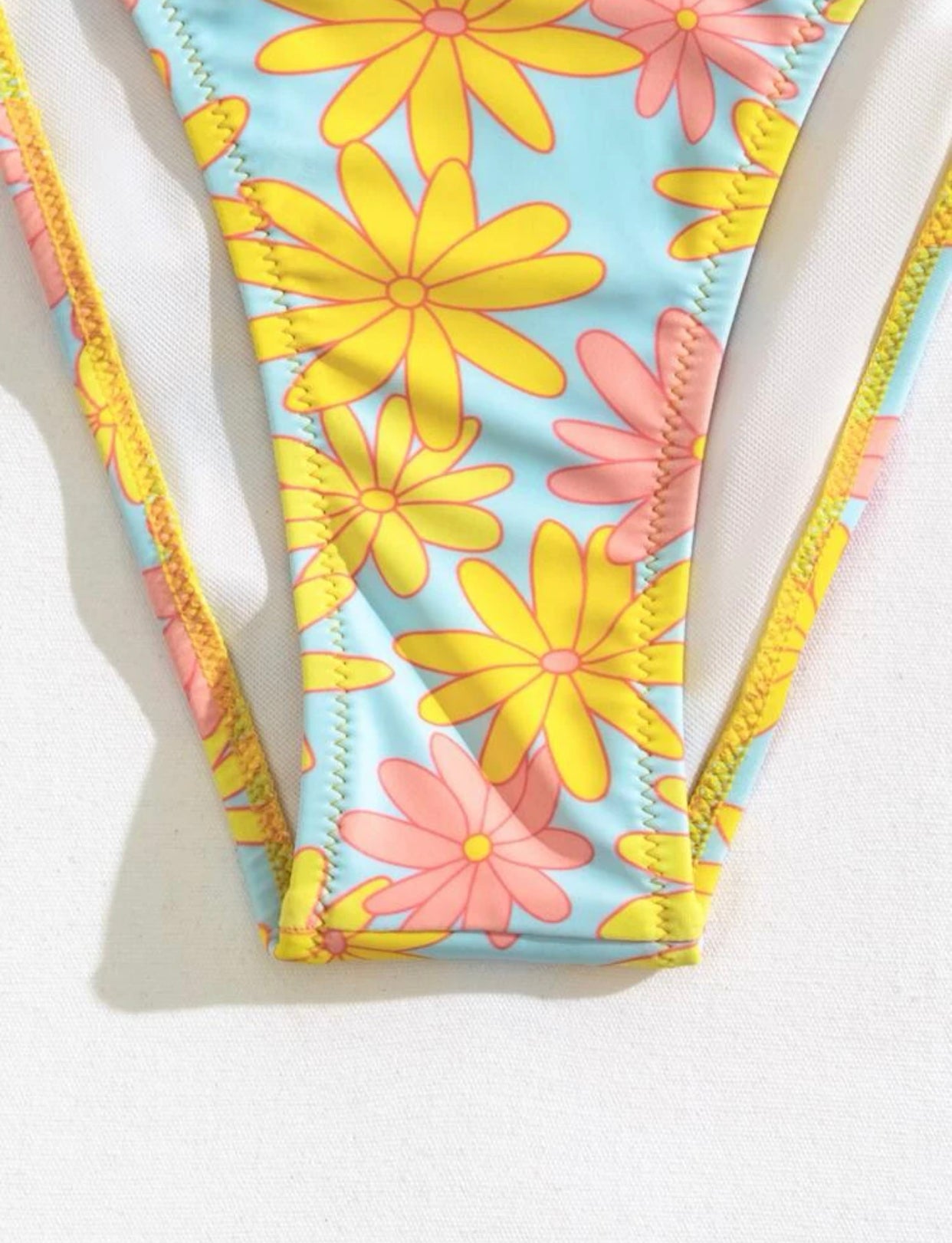 Floral triangle tie side bikini swimsuit