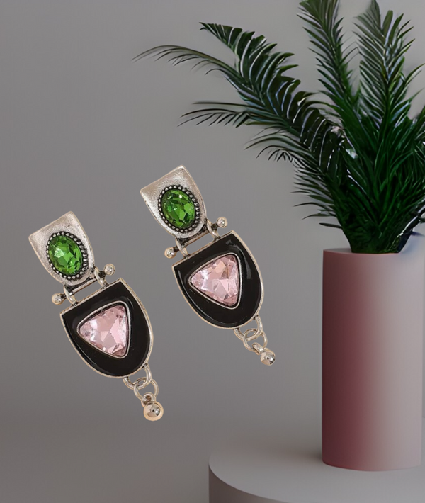 Rhinestone decor drop earrings