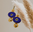 Blue Geometric circle Brincos Dangle Earrings