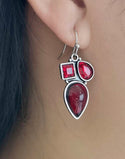 Red gemstone decor dangle earrings