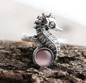 Novel Seahorse Ring Inlaid Pink Gem ring. Size 8.