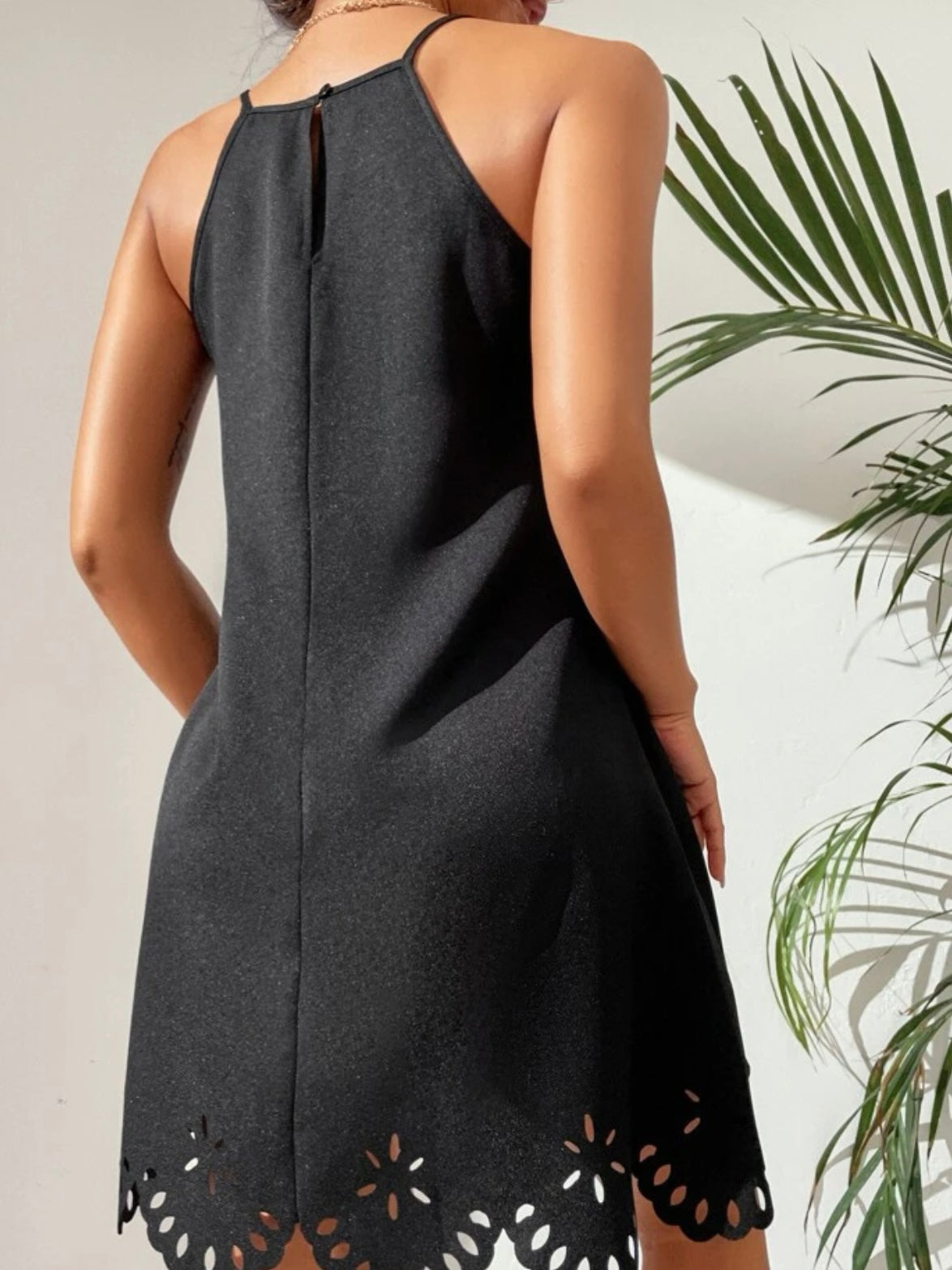 Petite laser cut cami dress