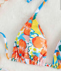 Floral print triangle thong bikini swimsuit