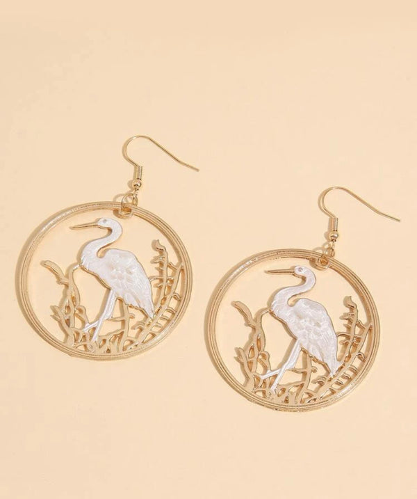 Crane drop earrings