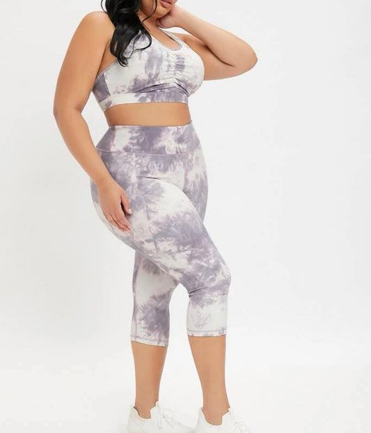 Plus tie dye criss cross back sports set
