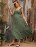 Maternity frill trim strap tied backless dress