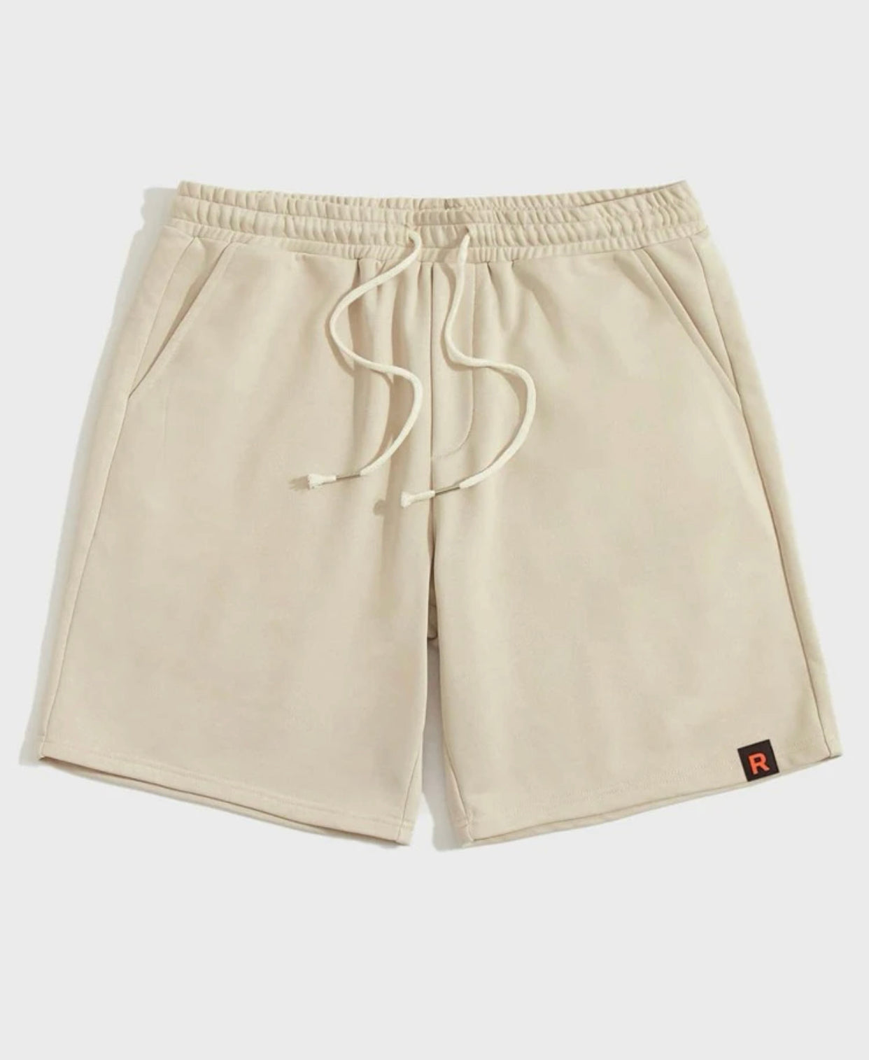 Letter patch detail drawstring waist shorts