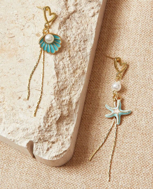 Shell and starfish drop earrings - Christina’s unique boutique LLC
