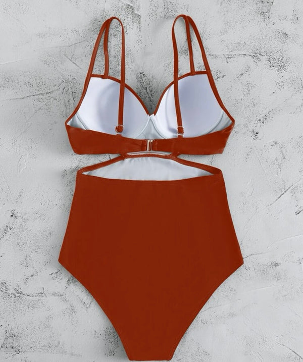 Cut-out push up one piece swimsuit