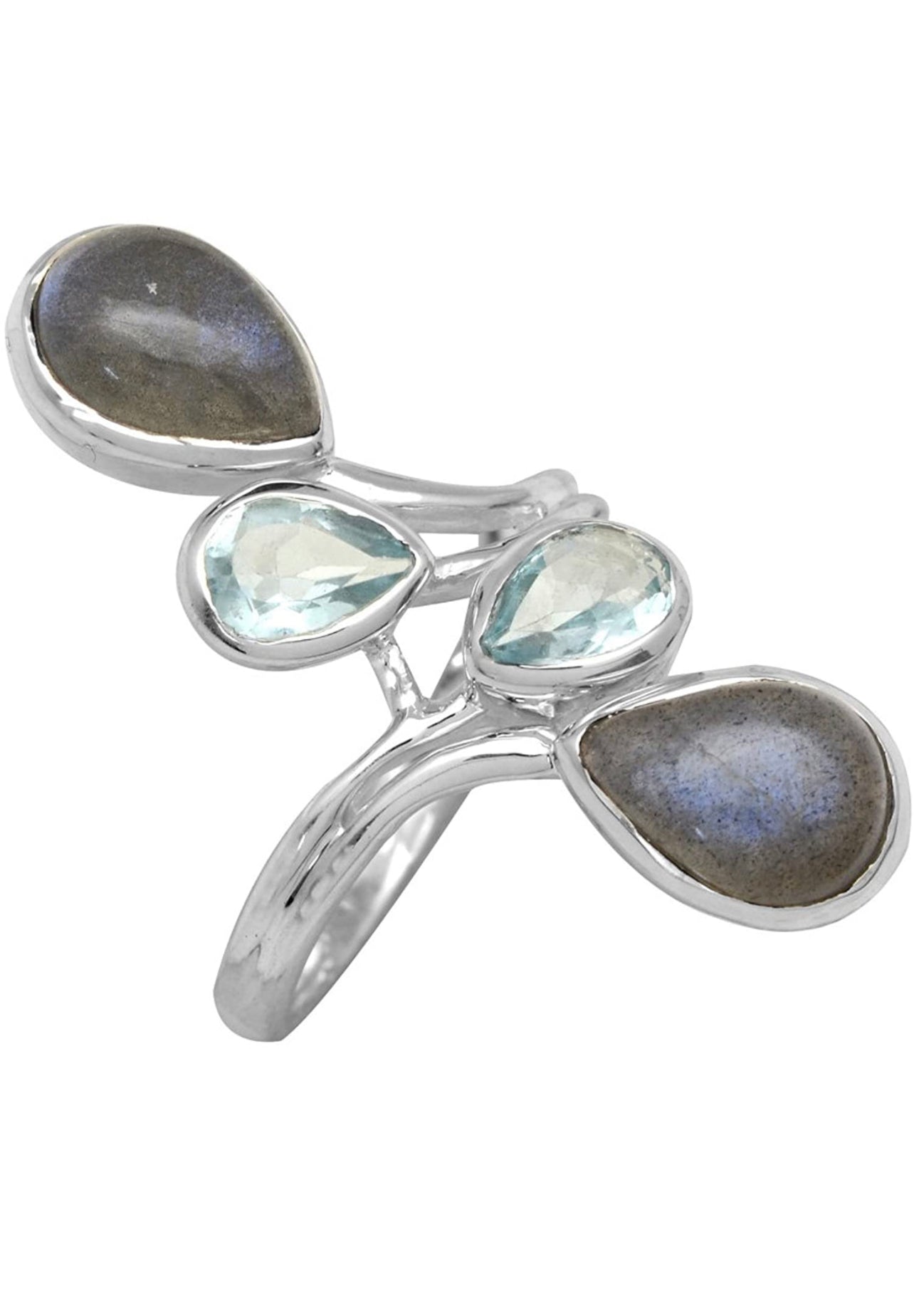 Labradorite Blue Topaz 925 Sterling Silver Designer Ring